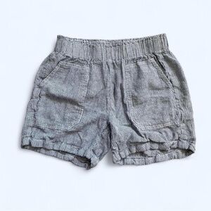 Linen blend striped elastic waistband shorts NWOT